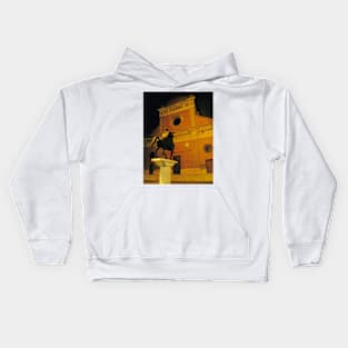 A Square in Pavia, Lombardia, Italy. Church of San Michele Maggiore. Kids Hoodie